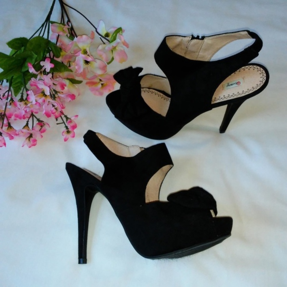 Olsenboye Black Bow peep Toe Heels Size 9.5